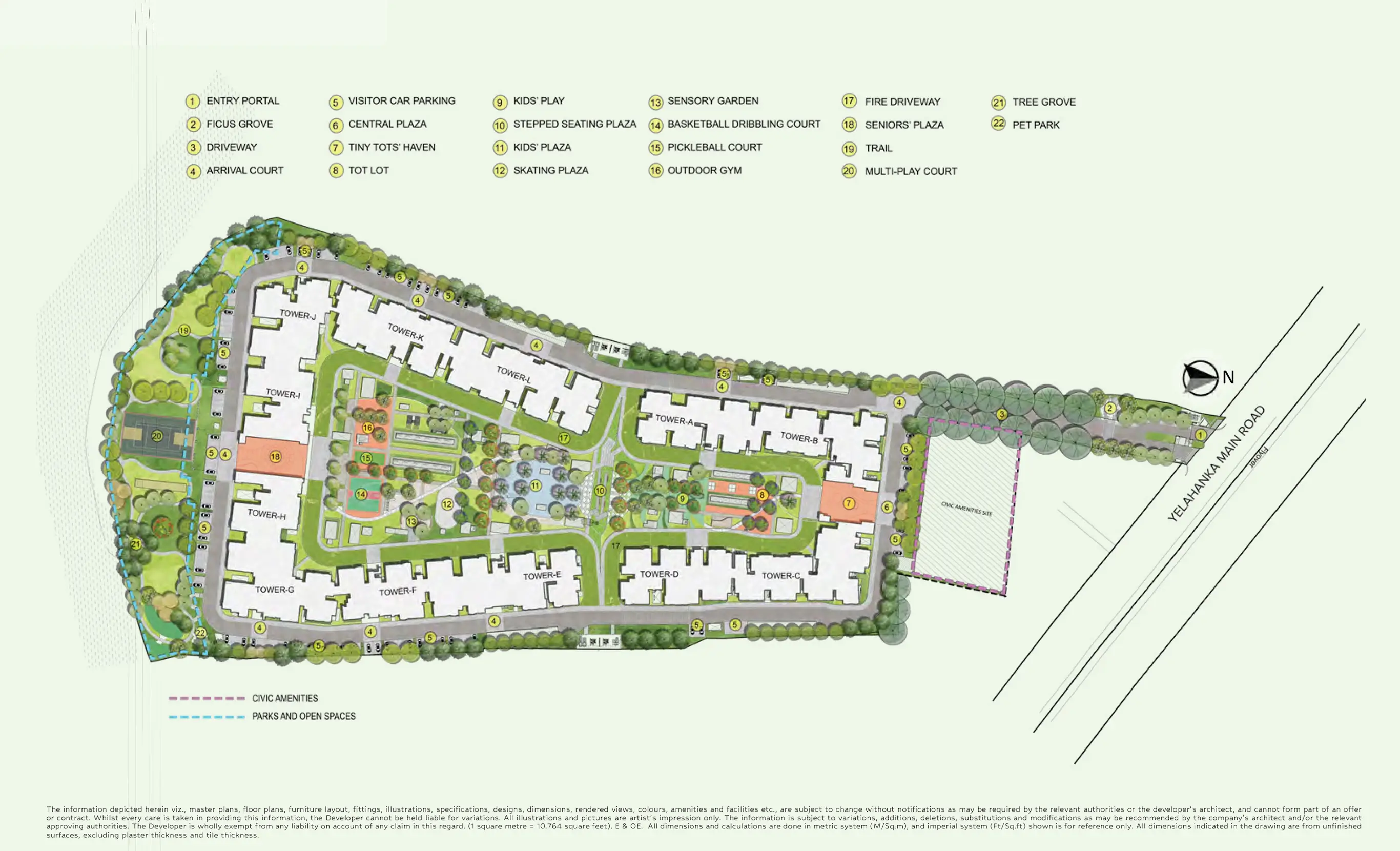 Brigade Eternia Yelahanka Master Plan showing 14 acres layout